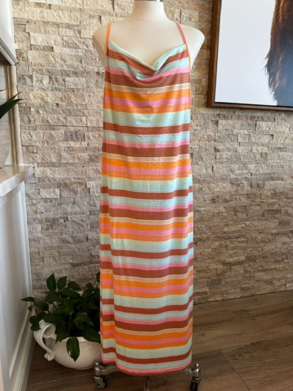 Roxy Striped Midi Dress XL NWOT
